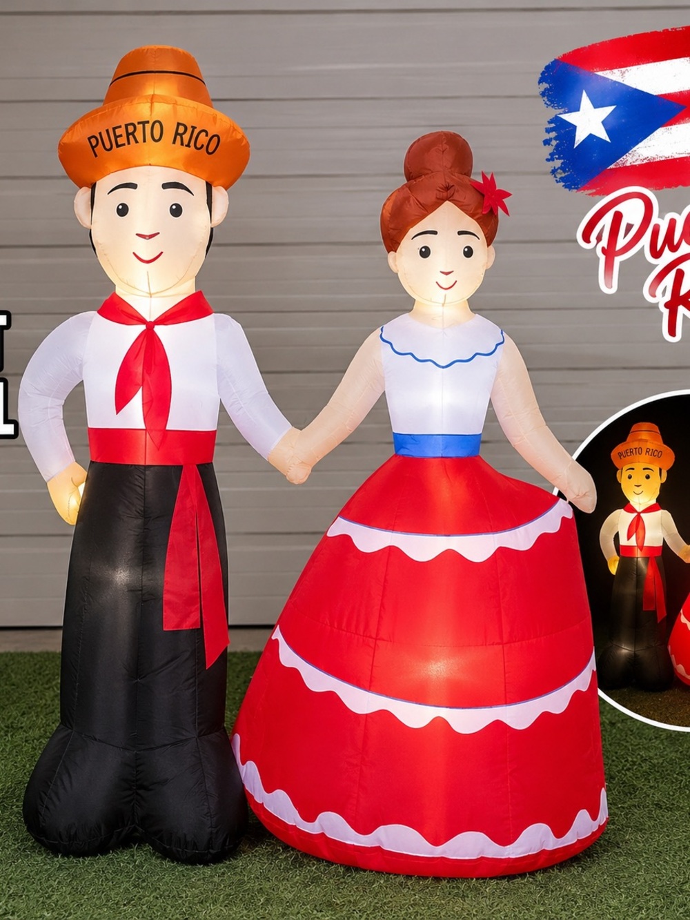 Traditional Couple Inflatable Decor - Red Folk Costume